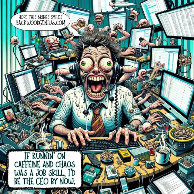 Caffeine and Chaos — BackwoodGenius original illustration