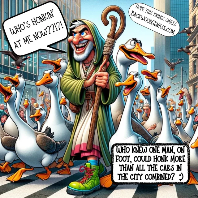 Goose Conversation — BackwoodGenius original illustration
