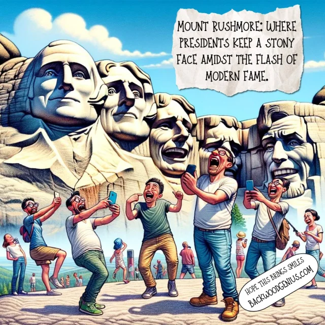 Mount Rushmore Selfie — BackwoodGenius original illustration