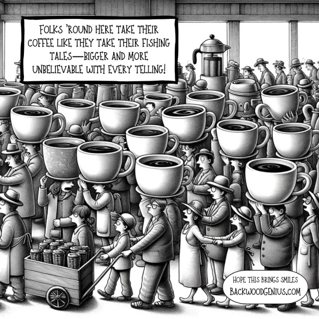 Coffee Congregation — BackwoodGenius original illustration
