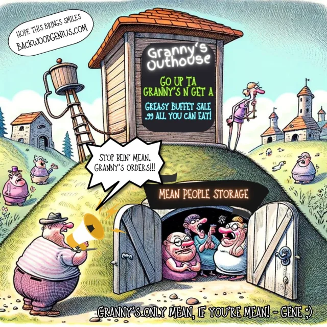 Granny's Outhouse — BackwoodGenius original illustration