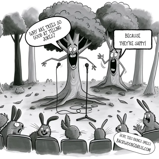 Tree Jokes — BackwoodGenius original illustration