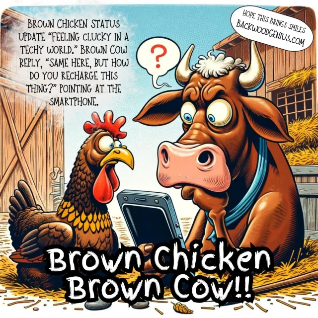Brown Chicken Brown Cow — BackwoodGenius original illustration