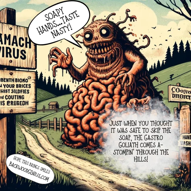 Stomach-a-Saurus — BackwoodGenius original illustration