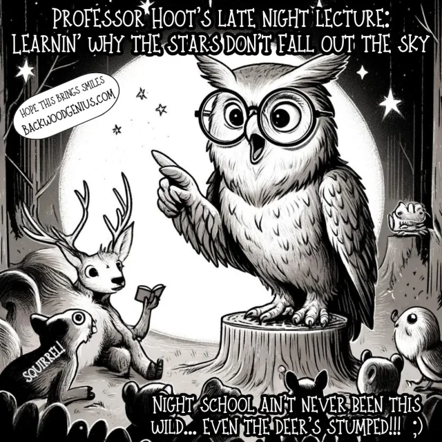 Professor Hoot — BackwoodGenius original illustration