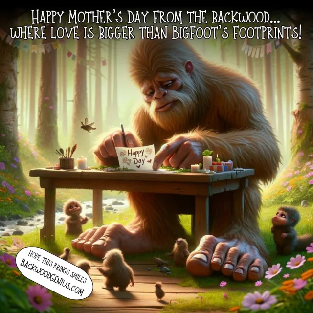 Bigfoot Mother's Day — BackwoodGenius original illustration