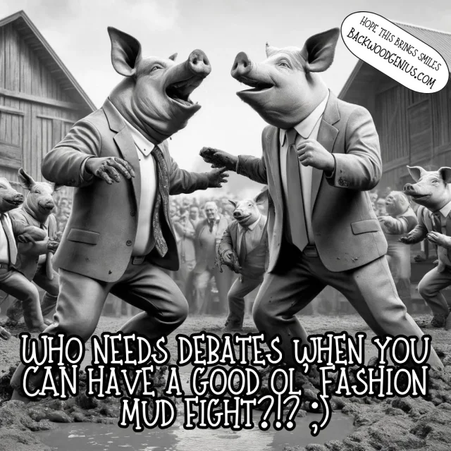Old-Fashioned Mudfight — BackwoodGenius original illustration