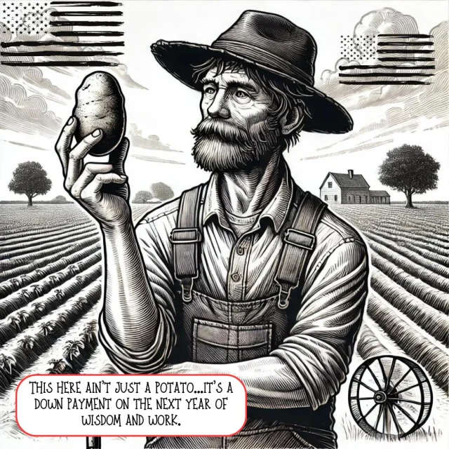 The Value of a Tater — BackwoodGenius original illustration