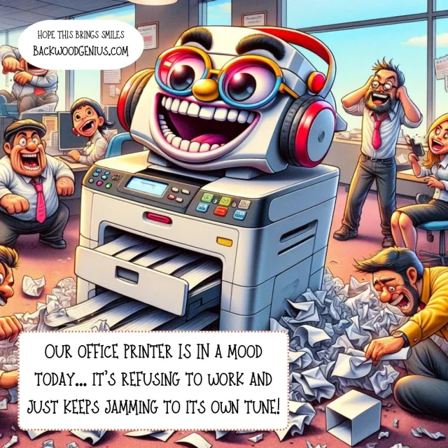 Office Printer Mood — BackwoodGenius original illustration