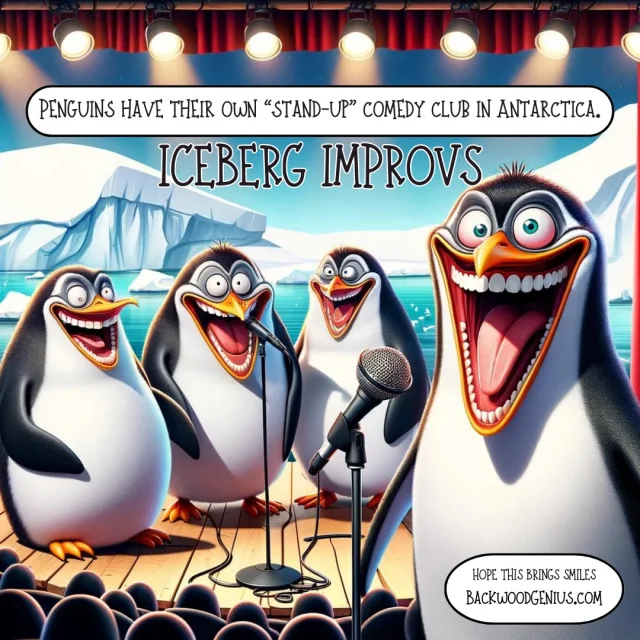 Penguin Comedy Club — BackwoodGenius original illustration