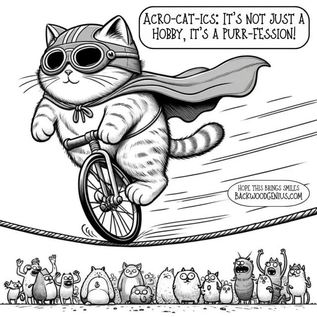 Acro-Cat — BackwoodGenius original illustration
